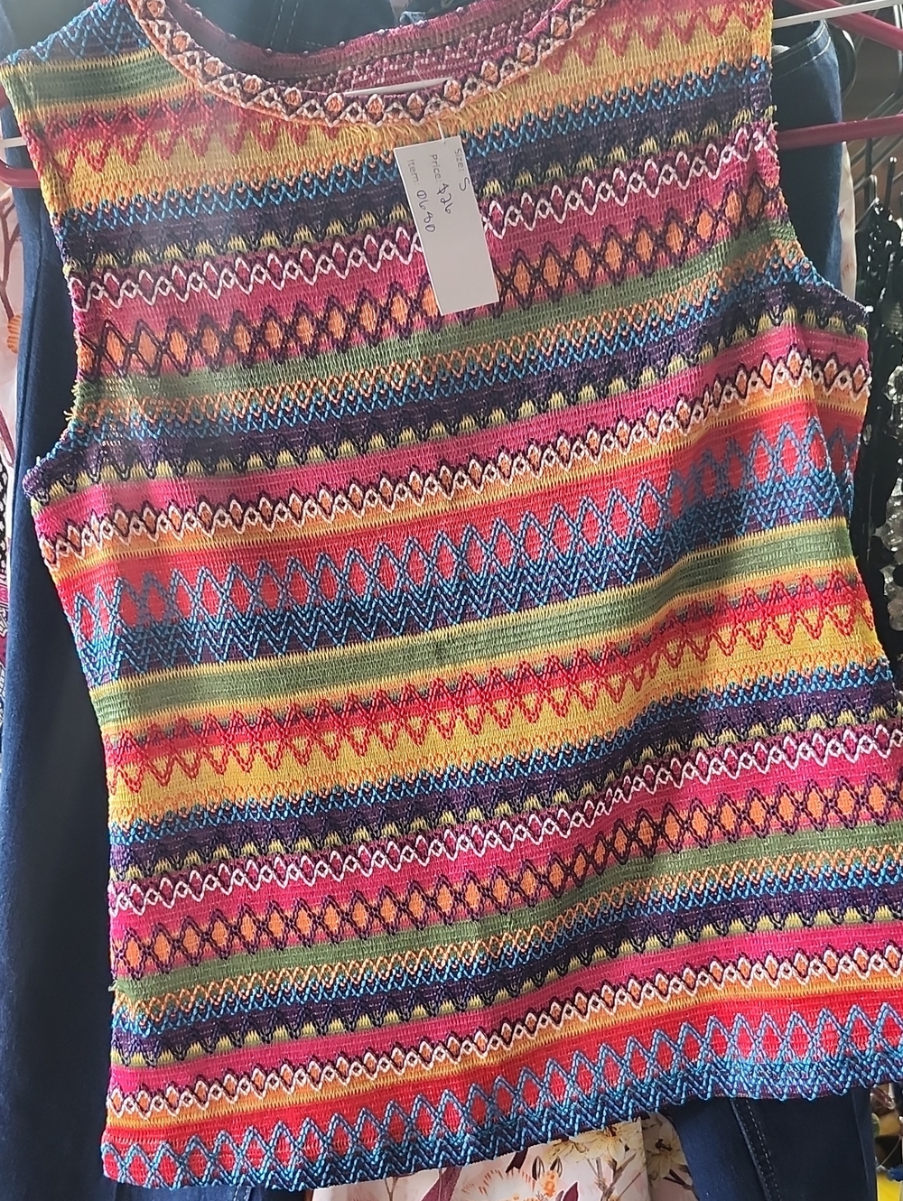 Striped Multicolor Knit Tank Top - Bright Festival Stripe